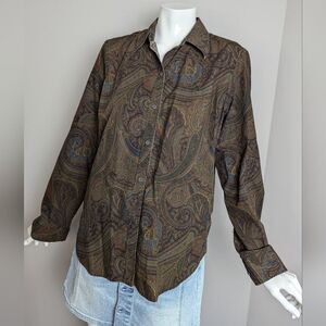 Chaps Ralph Lauren Women's button down shirt Paisley Cotton